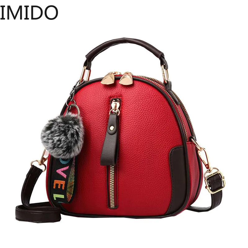 

IMIDO Small Square Pearl Hair Ball Women's Bag Mini Fashion Chain Shoulder Solid Crossbody Luxury Handbags Women Bags Designer