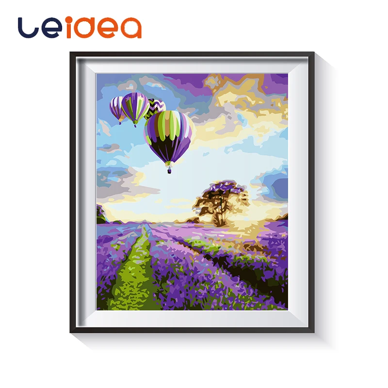 

Hot Air Balloon Scenery Purple Flower Sea DIY Digital Painting By Numbers Modern Wall Art Canvas Painting Gift Home Decor