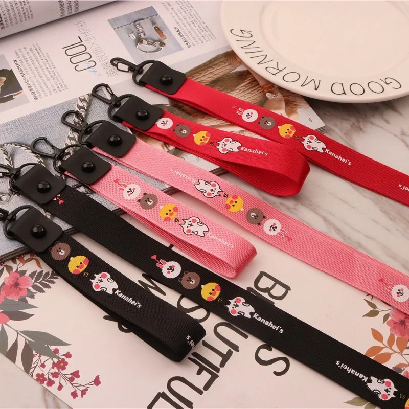 

Cute Cartoon Brown Bear Lanyards for key Multi-function Mobile Phone Straps ID Card Keychain Lanyard Wrist Neck Strap