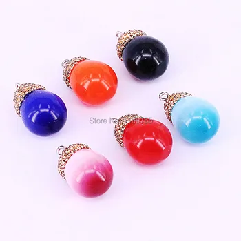 

12Pcs Rhinestone pave mix color water drop shape cat eyes gem pendant beads DIY for necklace jewelry making