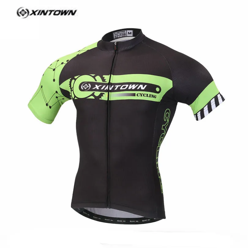 XINTOWN Black Green Cycling Jersey Men Bike Clothing Bicycle blouse Top