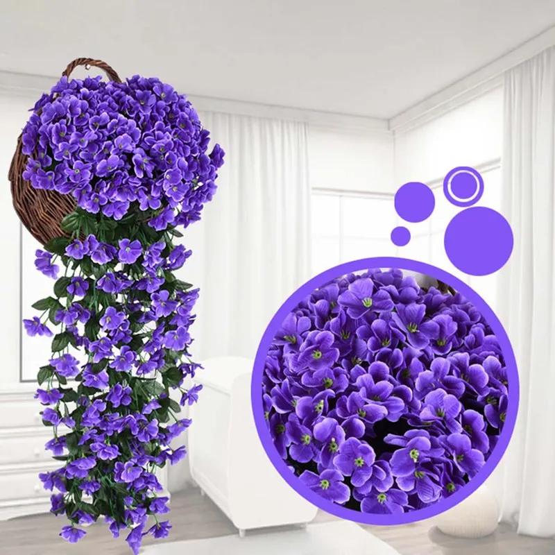 Фиолетовый Имитация искусственного цветка настенная корзинка цветок искусственная Орхидея Шелковый лоза цветы для дома гирлянда Настенный декор 80 см