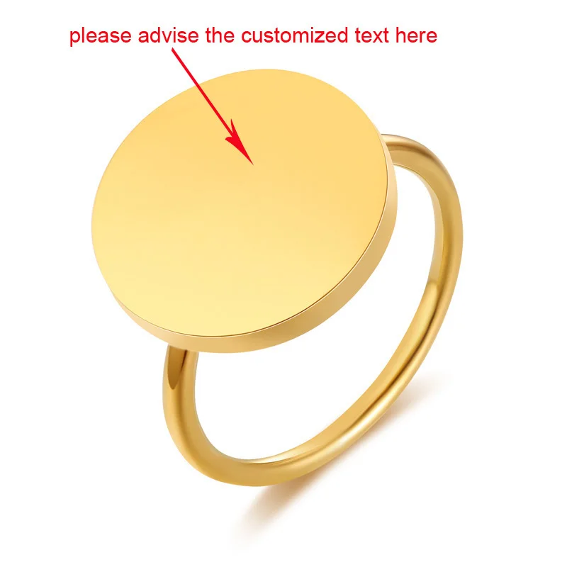 Ручное обручальное персонализированное кольцо для монет покрытое Золотом Цвет из нержавеющей стали модное свадебное тонкое круглое кольцо на палец по индивидуальному заказу - Цвет основного камня: add engraving