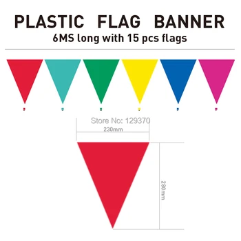 

6m PE Plastic Colorful Triangle Flag Party Buntings Banner Party Decoration Outdoor Event Store Opening Pennants
