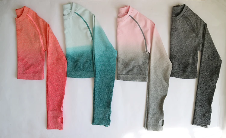 3PCS Conjunto Ombre Leggings Sem Costura Sutiã