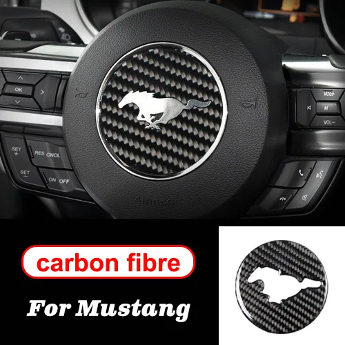 Для Ford Mustang, эмблема на руль из углеродного волокна, 3D наклейки на автомобиль, Стайлинг,,,, автомобильные аксессуары - Название цвета: Steering Wheel B