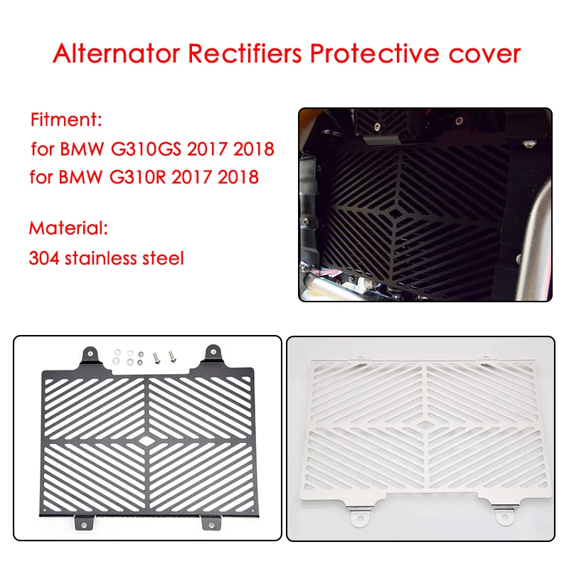 Motorcycle Top Quality Stainless Steel Radiator Grill Grille Guard Cover Protector for BMW G310GS G310R 2017 2018 Black Silver (4)