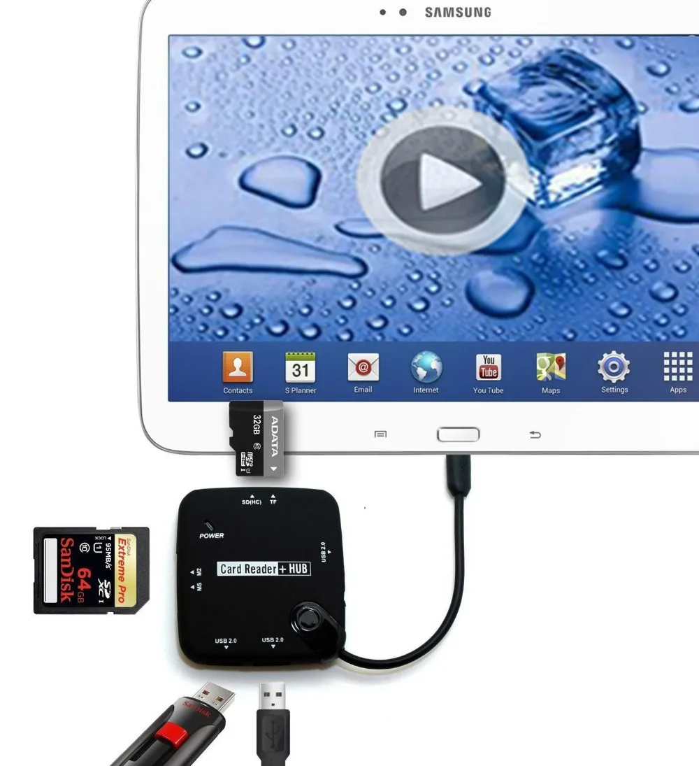 Micro USB OTG концентратор SD TF кард ридер для клавиатуры мышь U флэш диск samsung Galaxy Phone Tab S