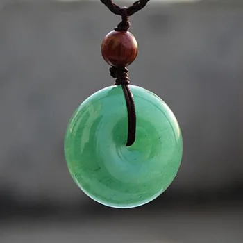 

Drop Shipping DongLing Jade Pendant Necklace Safety Button PingAnKou Amulet Pair Lovers Necklace With Chain For Women Men