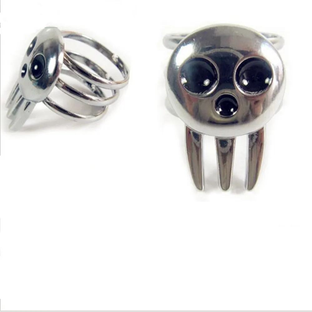 

1X charms Tone Soul Eater Death The Kid Ring Cosplay Hot Anime manga Metal ring for Soul Eater Ring skull sign with gift box