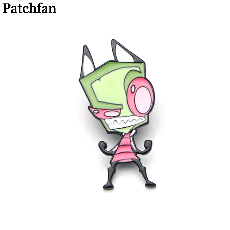 

20pcs/lot Patchfan Invader ZIM Brooches for men women Pride Zinc Enamel Pins medal For shirt backpack clothes bag Badges A2141