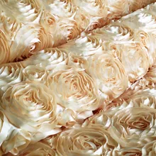 Шелковая ткань с вышивкой из больших 3D роз. Ткань для юбок, свадебных и вечерних платьев, декоративных настольных скатертей и накидок на стулья