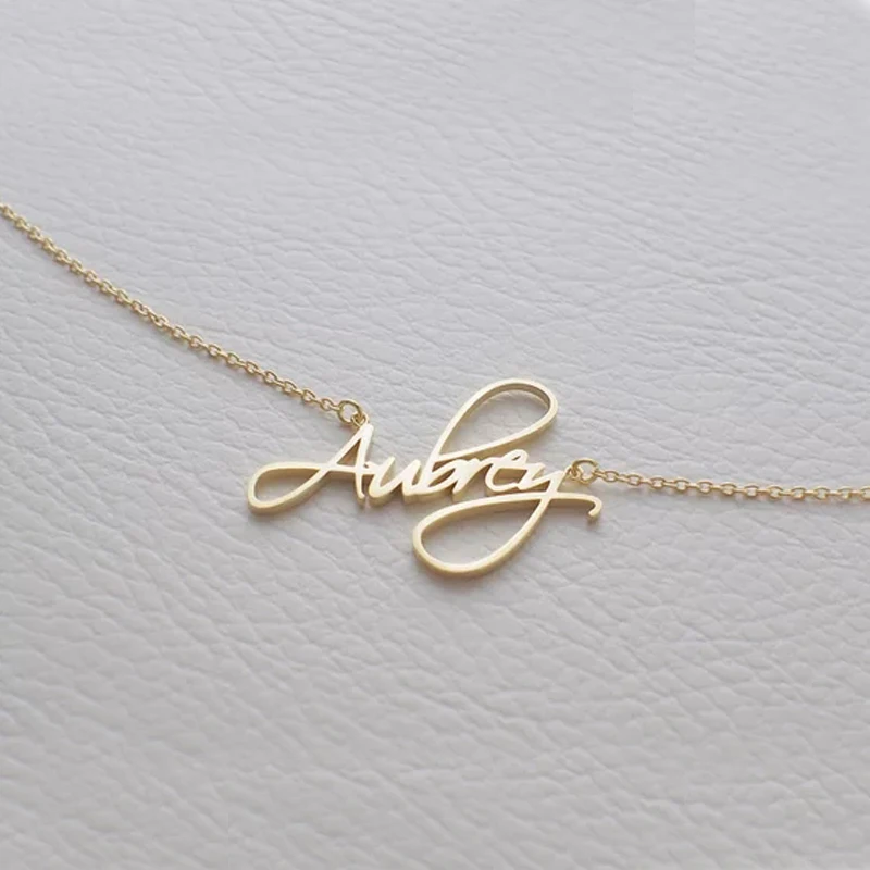 

Vsco Romantic Gift Stainless Steel Custom Personalized Name Choker Gold Color Handwriting Signature Handmade Customized Necklace