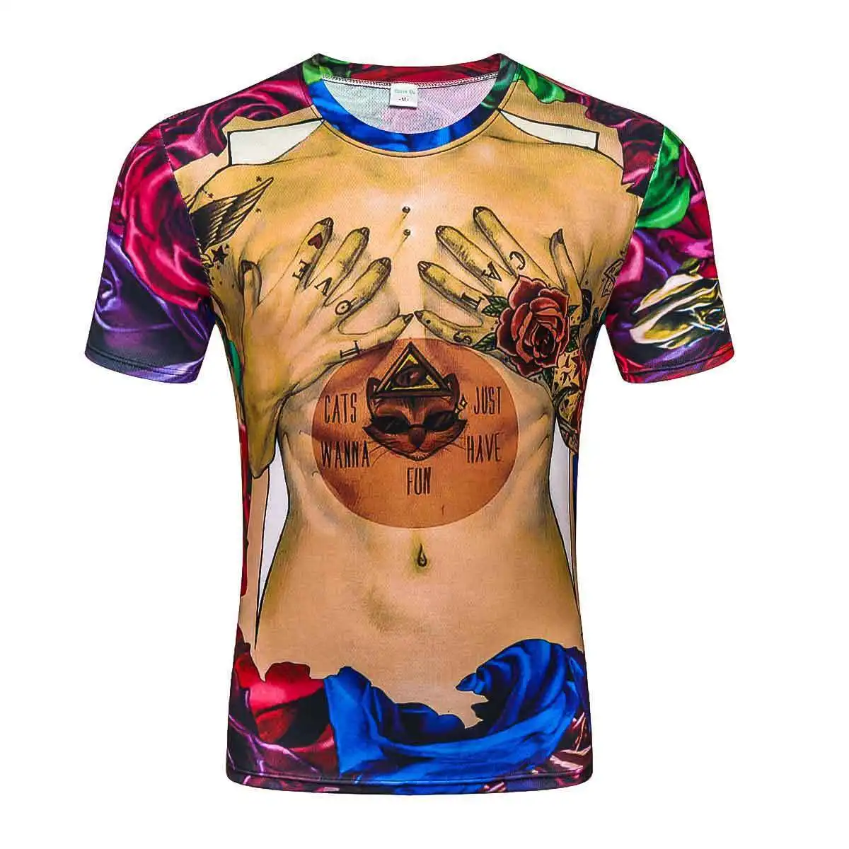 

Spring And Summer Kitty Flowers In Clusters 3d Number Printing Man Short Sleeve T Pity Jacket 2019 T-shirts Summer Top Camisa