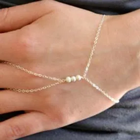 2007 Free Shipping Chain Bracelet Punk Women Slave Finger Link Woman White Simulated Pearl Summer Jewelry L340 | Украшения и