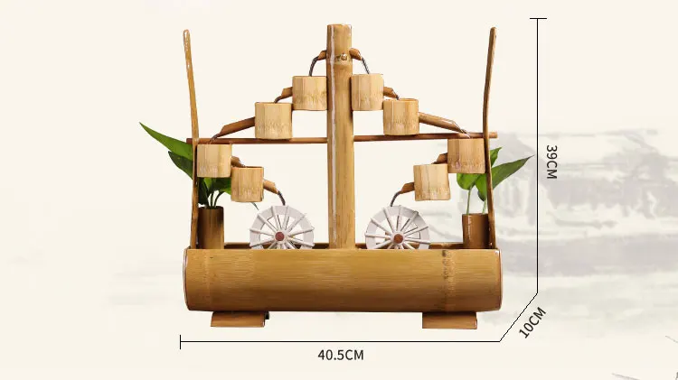 100-240 В винтажный бамбуковый фонтан с двойным водным колесом, настольные украшения для аквариума, фэн-шуй, счастливый домашний декор, свадебный подарок, Новинка - Цвет: S313