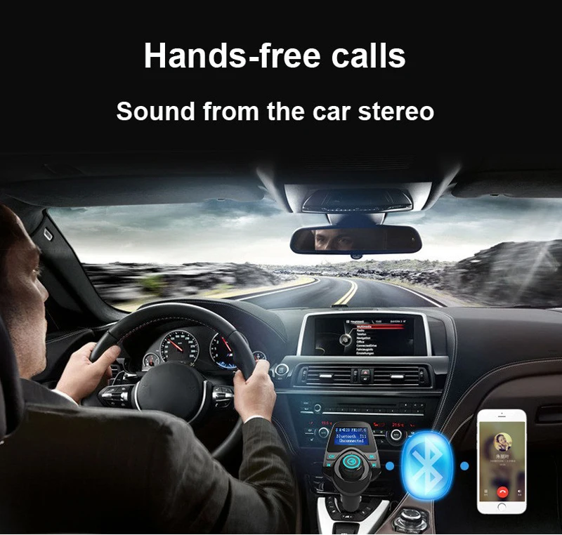Беспроводной автомобильный mp3-плеер с Bluetooth, автомобильный комплект, fm-передатчик, 5 В, 2.1A, двойное USB Автомобильное зарядное устройство, ЖК-дисплей, автомобильный fm-модулятор