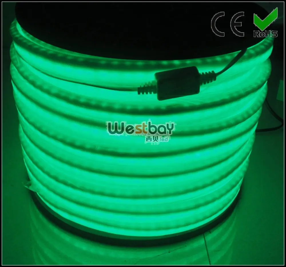 Мини зеленый светодиодный неоновый гибкий, зеленый ПВХ Куртка неоновый свет размер 10*22 мм, 90 светодиодов/м