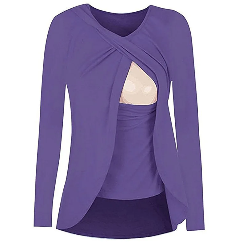 Spring Autumn Maternity Clothing Long Sleeve Pregnancy Breastfeeding Tops Pregnant Women Lactation Clothes For Nursing Mothers (7)
