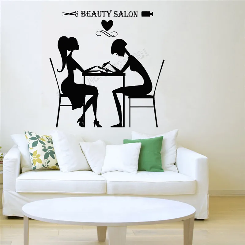 

Wall Art Sticker Beauty Salon Hair Stylist Room Decoration Vinyl Removeable Mural Nail Spa Poster Fashion Ornament LY454