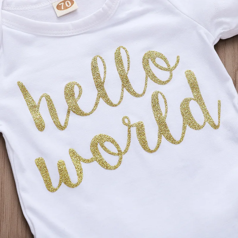 Baby Clothing Set classic EAZII Hello World Print Newborn Infant Baby Girl Romper Jumpsuit With Underwear Short Sleeve Sunsuit Summer Clothes Outfit 0-24M newborn baby clothing set