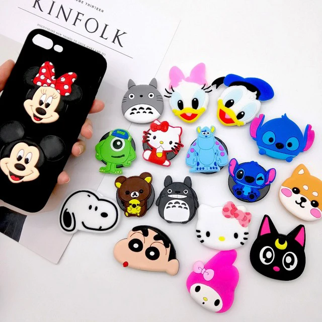 Silicone socket Cartoon Phone Holder Expanding Stand Finger Holder For Samsung Xiaomi universal phone Stand car phone Holder