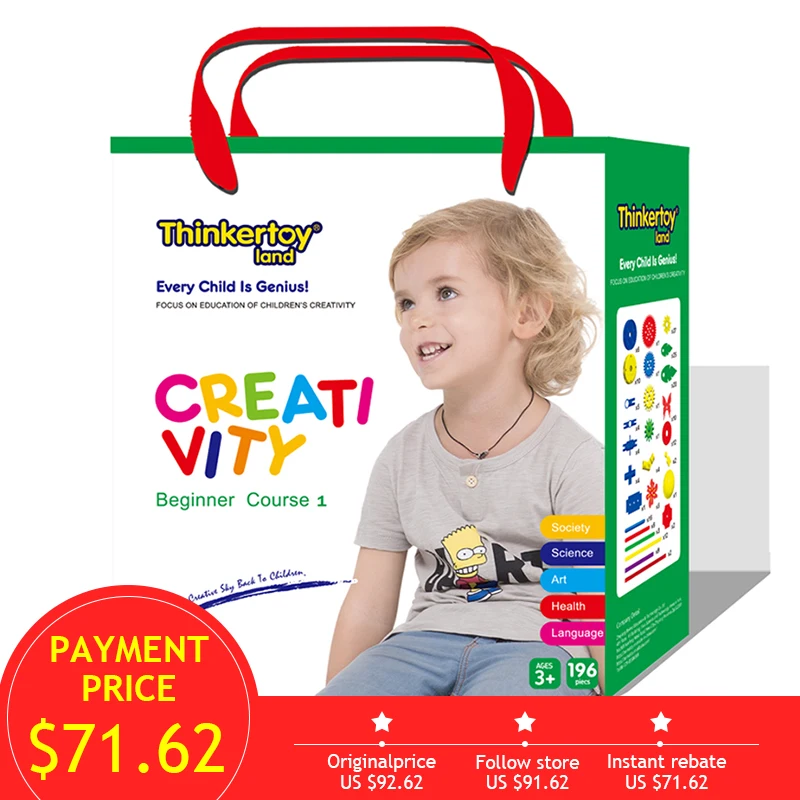 

Thinkertoy Land Kids Building Blocks Set Kindergarten Beginner Course Educational Creative Blocks Toddler Learning Kit Toys
