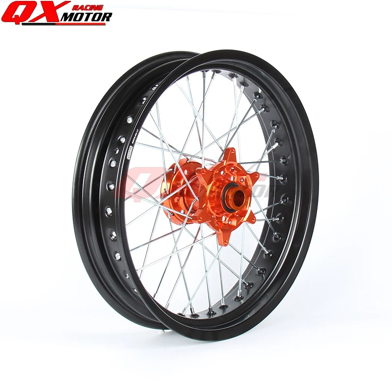 3,5/5,0*1" Supermotard колеса 2008 2007 оранжевый концентратор черным ободком для SXF EXC-R XC-F SX EXC 300 450 125 250 350 530 2003