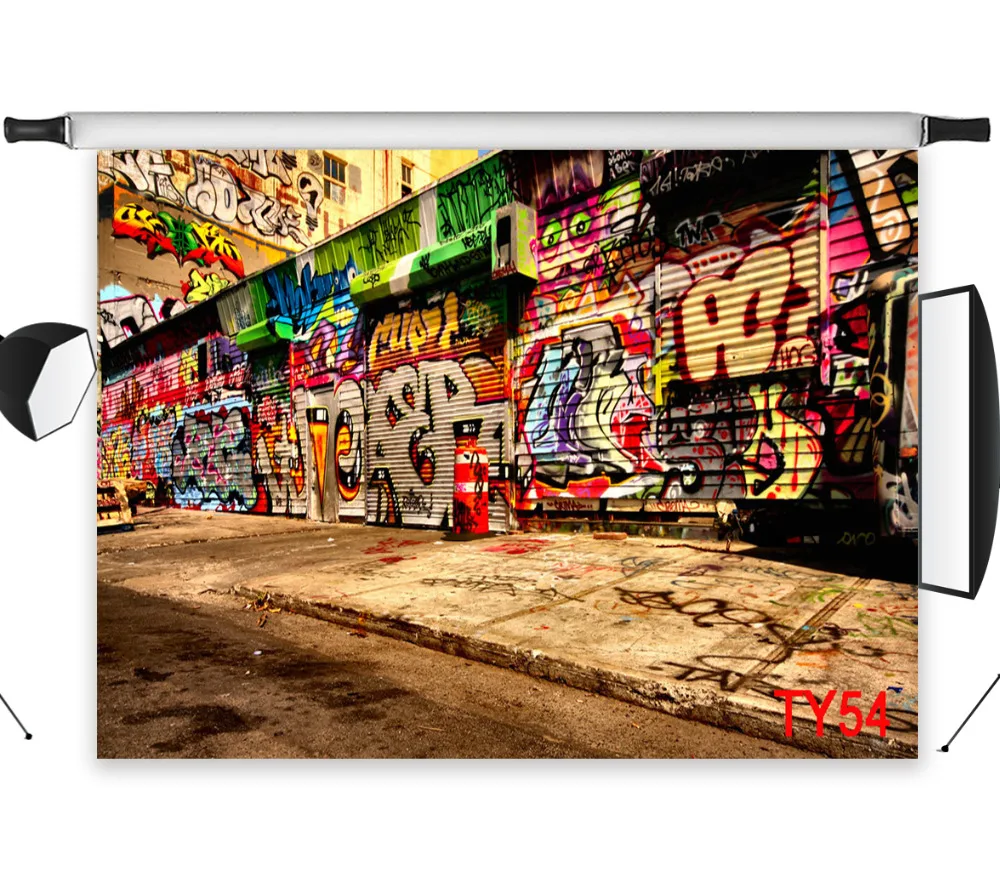 LB Polyester &amp Vinyl Photo Background Photography Backdrops Backgrounds For Studio Confusion Decor Shop Street Graffiti | Электроника