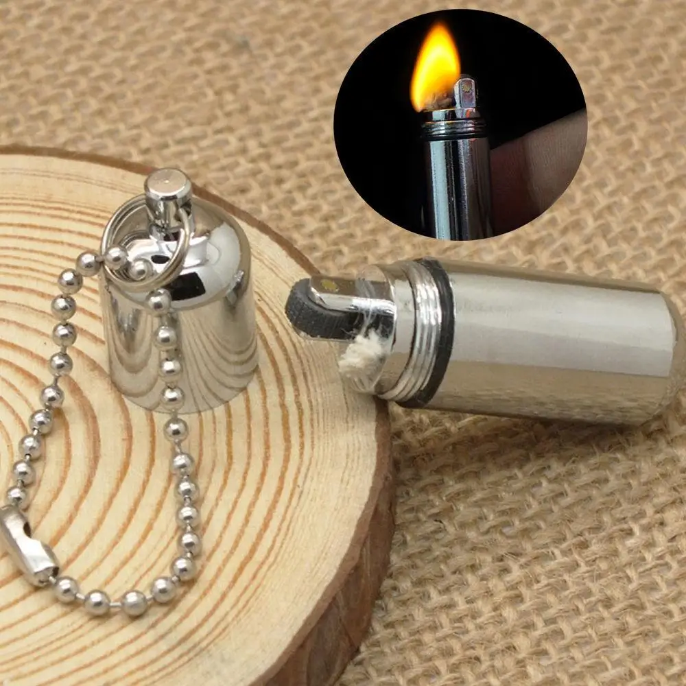 

Forfar Useful EDC Mini Waterproof Lighter Keyring (No Oil) For Outdoor Camping Emergency Survival Pocket Key Ring Capsule Tool