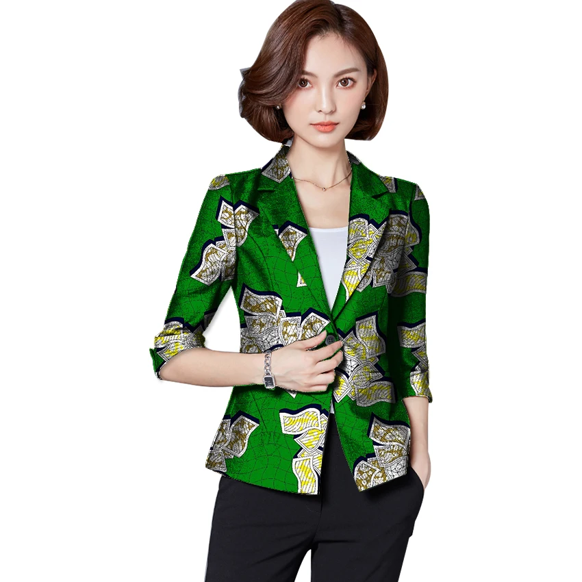 Afrique Dames Manches Veste Femmes Africain 2 6 3 Festive 4 Mesure Blazers Sur Ankara À Costume 1 Impression 5 Mode Longues 5q0PzwxP