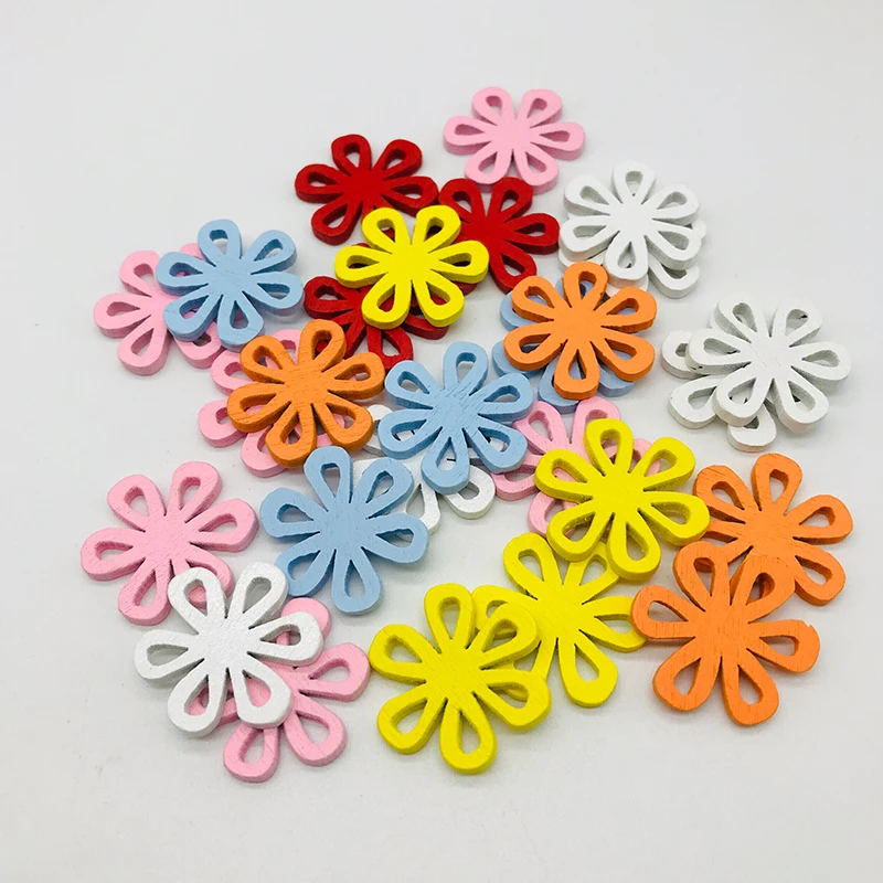 

MIX color Hollow Flower Pattern Wooden Scrapbooking Art Collection Craft for Handmade Accessory Sewing Home 23 mm 8 pcs Pendant