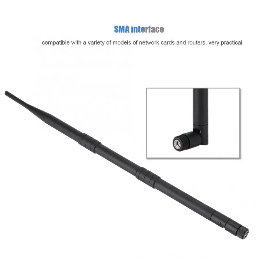 Матовый черный 380 мм 9dBi с высоким коэффициентом усиления 2 4G WiFi SMA Всенаправленная
