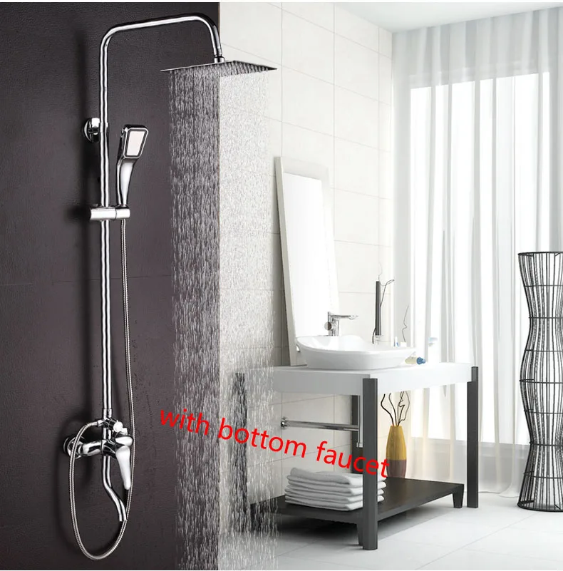 Dofaso round and square shower head Lifting shower set Square copper hot and cold shower faucet products