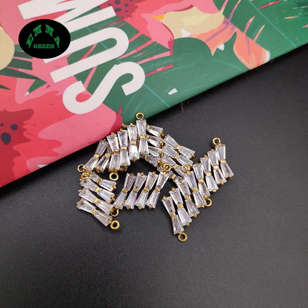 

Charms Accessories Geometric Flower Zircon Connector Crystal Copper Earrings Charm DIY Jewelry Making Charm Pendant 10 pcs 22 mm