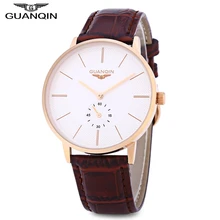 GUANQIN Hommes Quartz Montre de Travail Sous-cadran 10ATM Véritable Bracelet En Cuir Montre-Bracelet