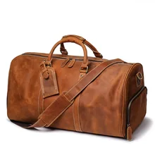 Винтажные мужские дорожные сумки Crazy horse из натуральной кожи, дорожная сумка для багажа, кожаная мужская сумка для путешествий, большие мужские сумки для выходных
