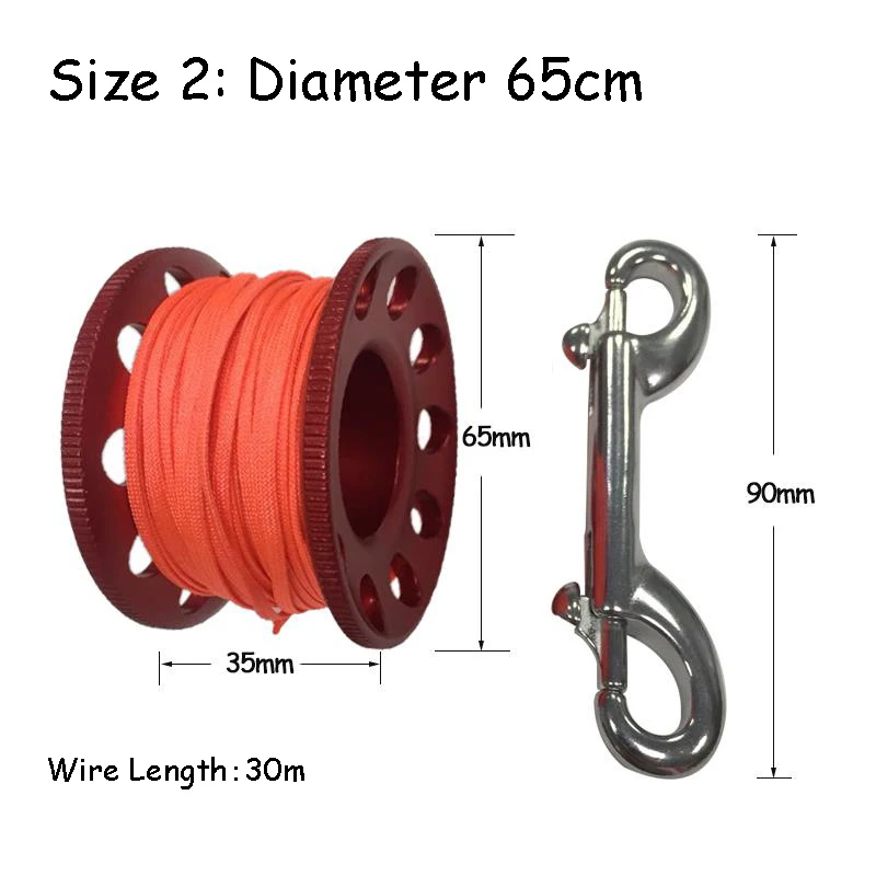 Ceny Nurkowanie szpula ze stopu aluminium szpula Finger Reel 15 30m z śruba ze stali nierdzewnej karabińczyk SMB bezpieczne wyposażenie BCD akcesoria