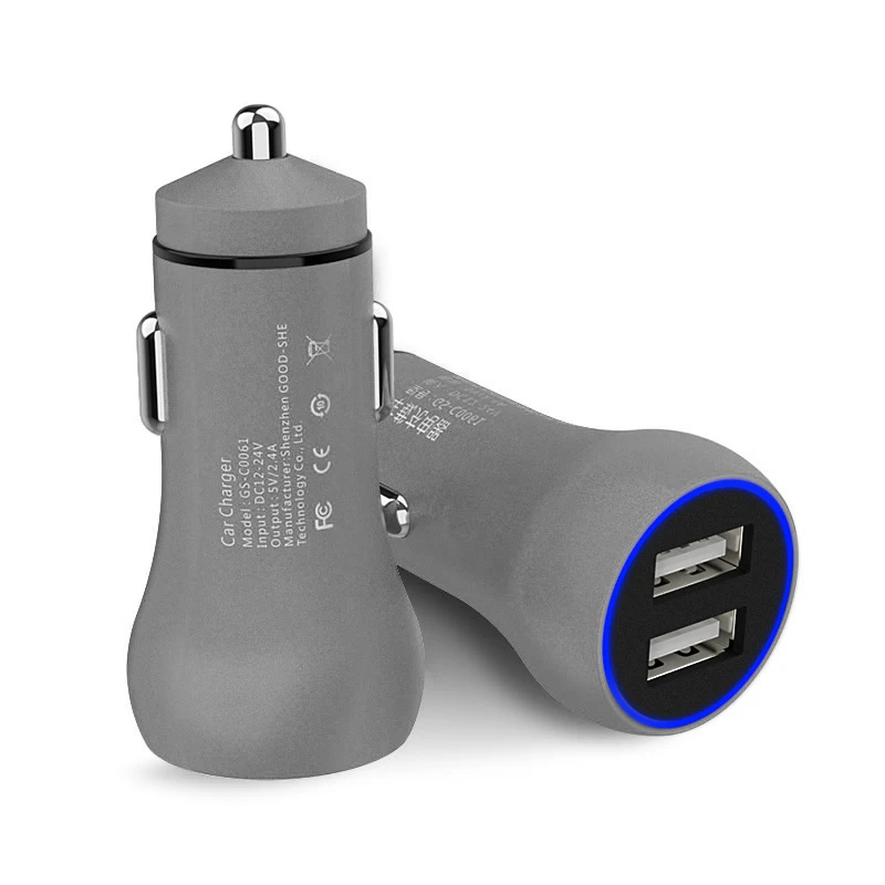 SOONHUA 5 В 2.4A Мини Dual USB Автомобильное зарядное устройство 2 порта USB Metal автомобиля-зарядное устройство для мобильного телефона авто Зарядка для iPhone iPad