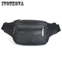 IVOTKOVA Leather Men Waist Bag Casual Vintage Male Chest Pack High Quality Brand Pu Portable Belt Pouch Drop Shipping