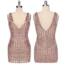 Brand New 2017 Women Party Dress Cresida Sexy deep V Neck Bodycon Gold Sequin plunge Dress Hollow Cut Out Glitter Dresses