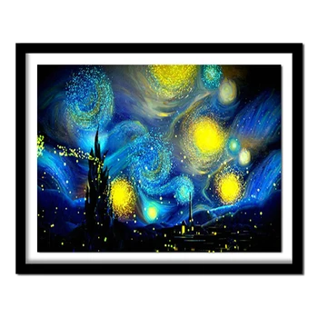 

Starry night Van Gogh Full Diamond embroidery Diy Diamond painting 3d Diamond round icon Paste the whole picture AS045