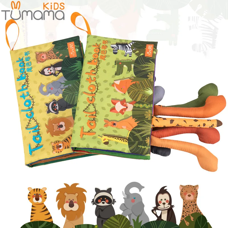 

Tumama 3D 2pcs/set Baby Toy Soft Cloth Book Tails Early Learning Educational Toys Animal Newborn Cloth Development Books For Kid