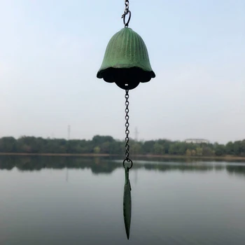 

New Fashion Wind Chime Japanese Temple Hanging Birthday Wind Chimes Cast Iron Wind Bell Leaf Retro Hanging Decorations Ornaments