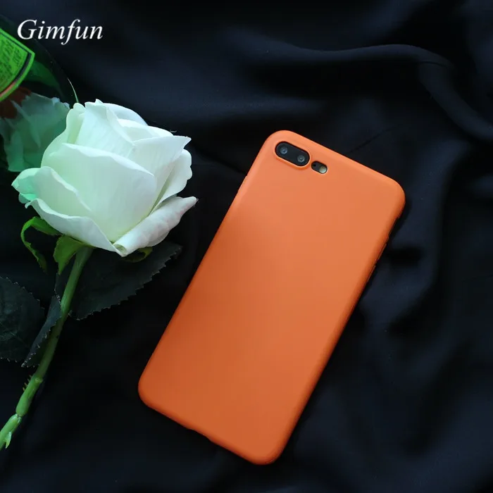 

Gimfun Vintage Orange Solid Soft Silicon Case For iphone Xs max Xr 7plus 6s 8 x Anti-knock Candy color Tpu cases Back cover