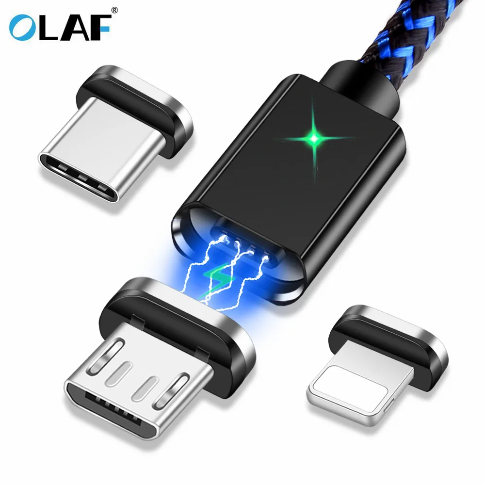 أولاف شاحن بيانات كابل USB مغناطيسي ل فون المصغّر usb C نوع C كابل الهاتف المحمول سريع شحن المغناطيس شاحن 1 M كابل يو اس بي s