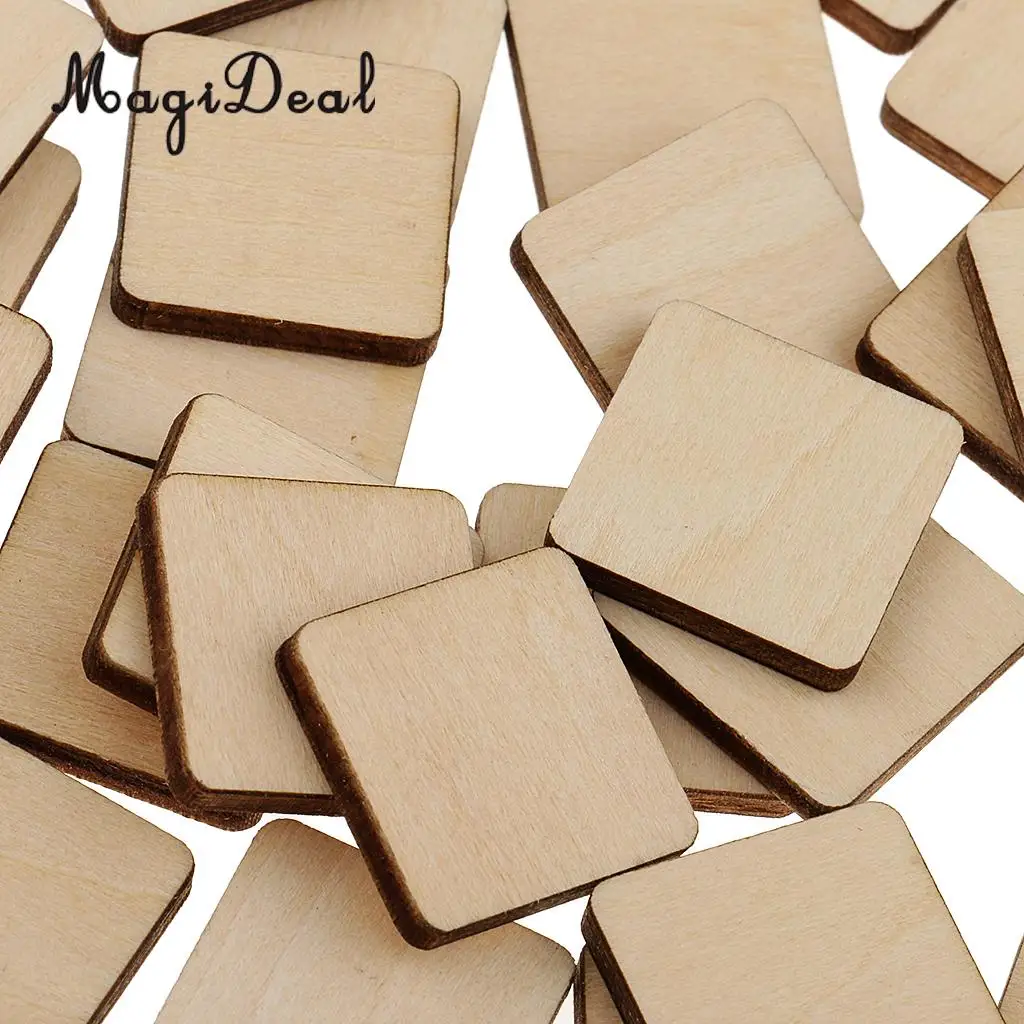MagiDeal Square MDF Unfinished Wood Pieces Blank Plaque DIY Craft Projects for Pyrography Crafts Party & Holiday DIY Decorations