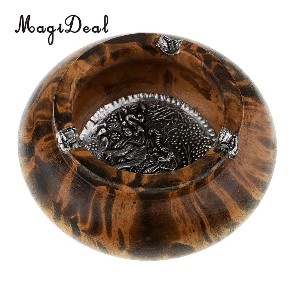 MagiDeal Wood Ashtray Handmade Crafts Cigarette Cigar Tobacco Smoking Ash Tray Case for KTV Bar Home Office Decoration