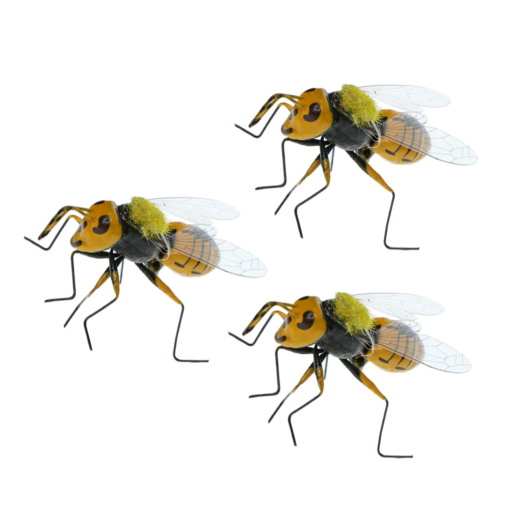 3pcs/set Vivid Nature Insect Bee Ornament Animal Model Statue Colorful Fridge Magnet Outdoor Patio Animals Miniature Decor