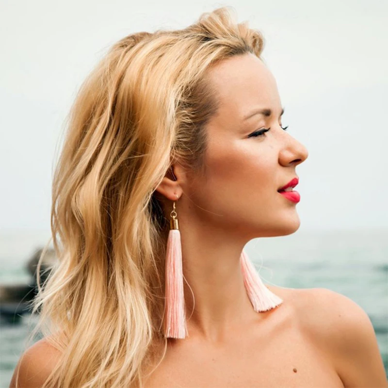 

JOUVAL Fashion Earrings Tassel Female Long Drop Dangle Women's Earrings Boho Fringe Brincos Vintage Ethnic Bohemian Jewelry